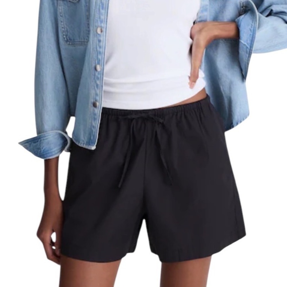 Madewell Black High-Waist Drawstring Shorts